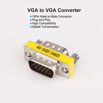 Plug and Play VGA į VGA Adapteris Vyrų ir Moterų Jungtis HD15 VGender Keitiklis-Konverteris, Skirtas Nešiojamas KOMPIUTERIS SVGA Sankabos Adapterio