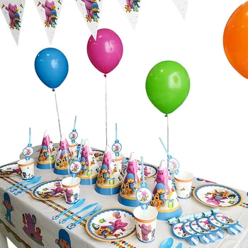 POCOYO šalies Vaikų pramogų gimtadienio apdaila dekoratyvinis popierius taurės patiekalas, vėliavos, staltiesės Šalies prekių apdaila