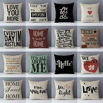 Populiarios frazės žodžiai, raidės spausdinamos sofos pagalvėlių namų dekoratyvinės pagalvės 45x45cm medvilnės skalbiniai aikštėje pagalvėlės 
