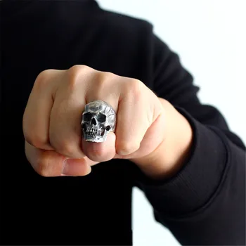 Populiarus mados kaukolės žiedas vyrų retro hip-hop, rokas berniukas gimtadienio dovana, juvelyriniai dirbiniai didmeninė