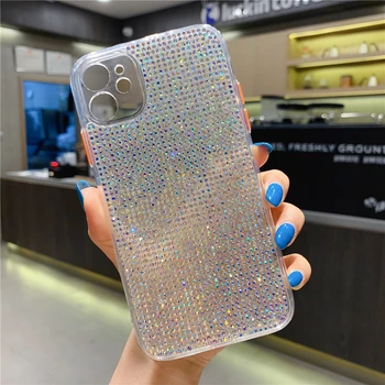 Prabanga 3D Jewelled Diamond Blizga Bling Telefono dėklas skirtas iPhone 11 12 Pro XS MAX XR X 7 8 Plus SE 2020 Blizgučiai Kristalų Galinį Dangtelį