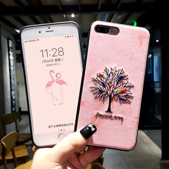 Prabanga 3D Siuvinėjimo Telefono dėklas Skirtas iPhone 11 Pro XS MAX X XR Flamingo Dragon Raštuotas Apima, 