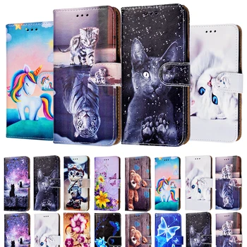 Prabanga Animaciją Kačių Apversti Piniginės Padengti Samsung Galaxy S9 Plus S9+ S8, S7 S6 Krašto S5 S4 S3 Dangtelio Apsauginis Korpuso Dangtelis