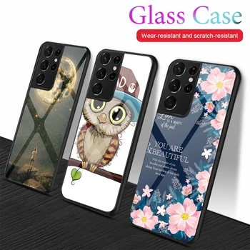 Prabanga Grūdintas Stiklas Case For Samsung Galaxy S10 Plius S10e S8 S9 Pastaba 8 9 10 Plius S20 S21Ultra Žvaigždėtą Dangų, Apsauginės Galinį Dangtelį