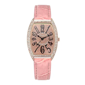 Prabanga Moterų Laikrodžiai, Skaitmeninis Ciferblatas Odos Apyrankė Žiūrėti Prekės Kvarcinis Laikrodis Ponios Žiūrėti Diamond Laikrodis Reloj Mujer W50