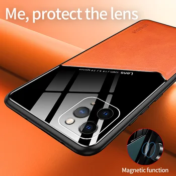 Prabanga Silikono Automobilių Magnetinis Laikiklis Telefono dėklas Skirtas iPhone 12 11 Pro XS Max XR X 8 7 6 Plus Ultra-plonas Odos apsauginis Dangtis