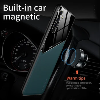 Prabanga Silikono Automobilių Magnetinis Laikiklis Telefoną Atveju Realme 6 C3 C11 XT X-Ultra plonas Odos Apsaugos Kameros Dangtelį