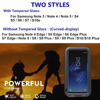 Prabanga Šarvai Metalo Sunkiųjų Apsaugos Case for Samsung Galaxy S5 S6 S7 Pastaba 9 4 5 8 Krašto S8 S9 S10 Plius S10e atsparus smūgiams Dangtis