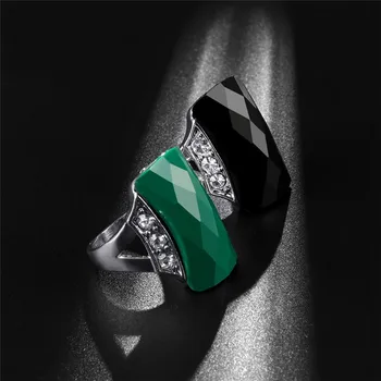 Prabanga Žalia Akmuo Didelis Žiedai Moterims, Papuošalai Sidabrinis Žiedas Moterų Kristalų Žiedai Lady Retro Etninės Žiedas Moterims Accessories Moteris