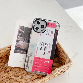 Prabangių Mados Oro Bilietų Kameros Apsaugos Kelionės Žymių Juostą Etiketės Soft Case for iPhone 11 12 Pro Max XR SE2 6 7 8 Plus X XS Max