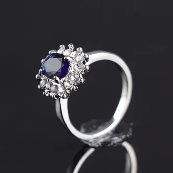 Prabangių Pokylių Bižuterijos Inkrustacijos Apdaila Balta, Gręžimo Mėlyna Spalva Sun Flower Formos Žiedai Moterų Vestuvės Vestuvinis Žiedas