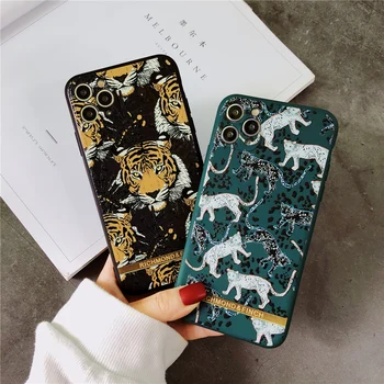 Prabangos Prekės Tigras, Leopardas richmond amadinai Atveju iPhone 12 11 pro X XS MAX XR 8 7 Plius Stilingas 3D reljefo Minkštas Silicon Cover