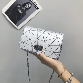 Prabangos Prekės ženklo Mados Moterų Pečių Krepšiai 2020 Naujų Laukinių Kreko Spausdinti Krepšys PU Geometrinis Rhombus Mažas Kvadratas Krepšys