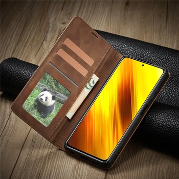 Prabangus Odinis Poco X3 Magnetinio Atveju Xiaomi Mi Poco X3 M3 NFC Apversti Piniginės Kortelės Turėtojas laiko Tarpsnių Stovėti Telefono Maišeliai Padengti Coque