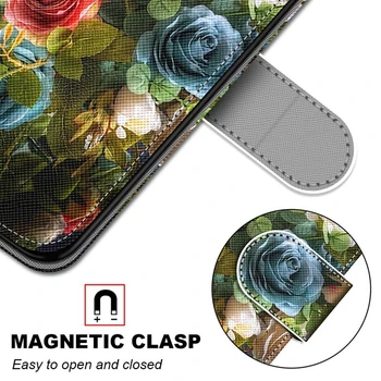 Prabangus Retro Gėlės Flip Case For Samsung Galaxy Note 10 G530 S5 S6 S7 S8 S9 S10 Plius S10E Padengti Gėlių Piniginės Odos Atvejais