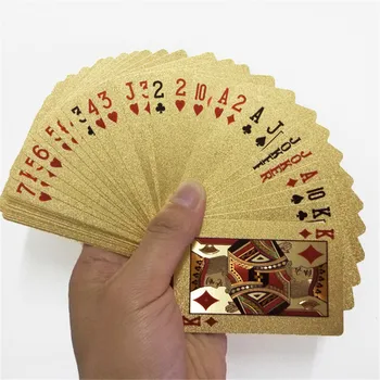 Pramogoms Aukso Kortų Kaladę Aukso Folija Pokers Nustatyti Magija Korteles 24K Aukso Plastiko Folijos Pokers Patvarus, atsparus Vandeniui Korteles