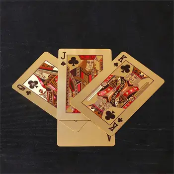 Pramogoms Aukso Kortų Kaladę Aukso Folija Pokers Nustatyti Magija Korteles 24K Aukso Plastiko Folijos Pokers Patvarus, atsparus Vandeniui Korteles