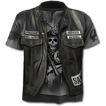 Prekės motociklo Jersey, punk Riteris T-shirt, 3D, T-marškinėliai, vyriški savaiminio hip-hop stiliaus marškinėliai, vasaros drabužių