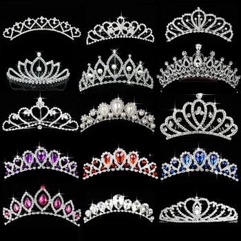 Princess Crown Mergaitėms Parodyti Bridal Crown Tiara Diadem Kristalų Gėlių Vestuvių Nuotakos Plaukų Aksesuarų, Galvos Papuošalai