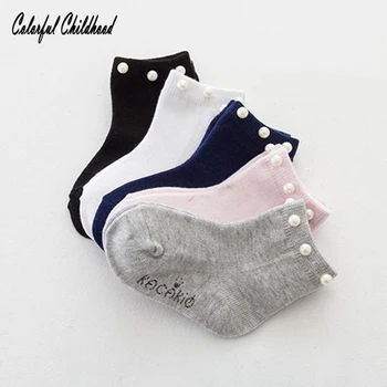 Princesė Mergaičių Kojinės bamblys kūdikių pearl dizaino Kulkšnies kojinės vaikams, Grindų kojinės kūdikiams, naujagimiams Calcetines de bebe