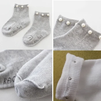 Princesė Mergaičių Kojinės bamblys kūdikių pearl dizaino Kulkšnies kojinės vaikams, Grindų kojinės kūdikiams, naujagimiams Calcetines de bebe
