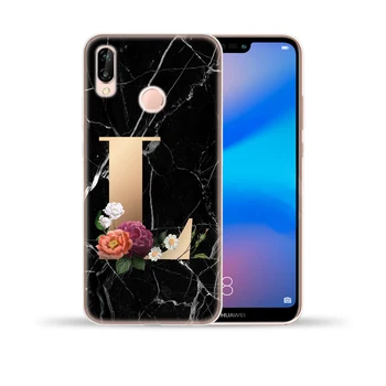 Priskirtą Raidę, Pritaikytą Pradinio Marmuro Gėlių Silikono Atveju Padengti Huawei P20 Lite Pro 30 Lite Pro Y5 Premjero Y9 2018 2019