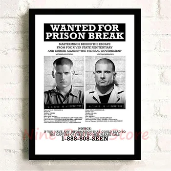 Prison Break Baltos spalvos Kraft Filmo Plakatas HD spausdinimo Kavinė Kūrybos tapetai, Vidaus Apdaila, sienų lipduko Frameless