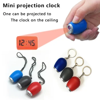Projekcijos Žiūrėti Magic Naktį Šviesos Elektroninis Laikrodis Key Chain Dekoro Mini Digital Projection Clock Portable LED Sienų Lubų Laikas