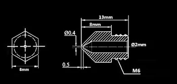 Purkštuko Dydis 13x8mm 0,4 mm, 0,6 mm 0,8 mm 1,0 mm 1,75 mm Kaitinimo 3D Spausdintuvas Nerūdijančio Plieno Ekstruderiu