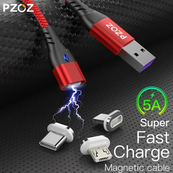 PZOZ 5A magnetinio kabelį, tipas c usb greitas įkroviklis micro usb kabelis iphone, 11 max xr redmi pastaba 9s laipsnį magnetinio įkrovimo kabelis