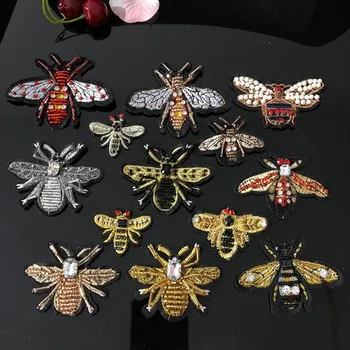 Rankinis nagų granulių blizgančiais pleistrą klijuoti vabzdžių aplikacijos pataisą, siuvinėjimo, drabužių dekoravimas bičių pleistrai Nagų karoliukai ranka prisiūta