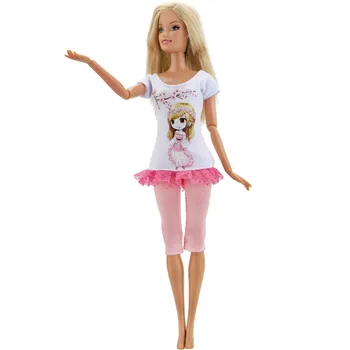Rankų darbo Mados Apranga Kasdien Laisvalaikio Drabužiai Suknelė Mielas Modelis Nėrinių Marškinėliai Rožinės Kelnės, Antblauzdžiai Drabužius Barbie Lėlės Priedai