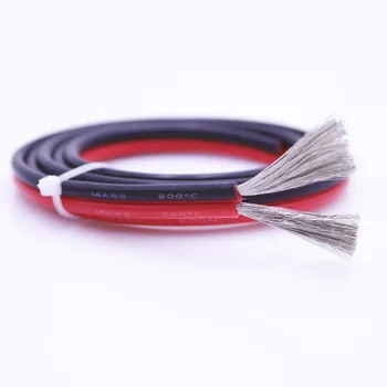 Raudona ir juoda lygiagrečiai itin minkšto silikono laidų ir kabelių 12AWG14AWG 16AWG18awg20AWG karščiui atsparaus 200 ° pašiltintos -60 °