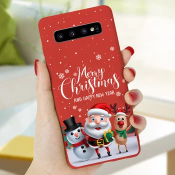 Raudona Kalėdų Telefono dėklas Samsung Galaxy S10 S10E Lite 2020 S10 Plius S20 Ultra S20+ S8 S9 Galinį Dangtelį Naujųjų Metų Bamperis Silikono