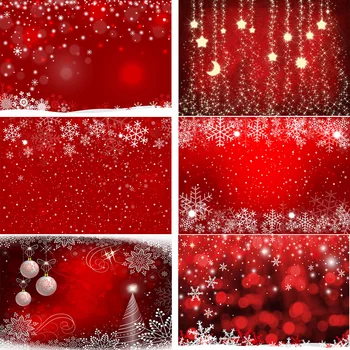 Raudona Linksmų Kalėdų Fotografijos Fone Bokeh Laimingų Naujųjų Metų Baltos Snaigės Žiemą Gimtadienio Foto Fonas Photoshoot Rekvizitai
