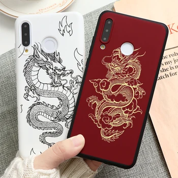 Raudonas Matinis Dragon Fundas ant Huawei Y5P Y6P Y7P P Smart 2019 2020 Z Mate 10 20 30 30 P20 P10 P40 Lite E Pro Plus Silicio Atveju