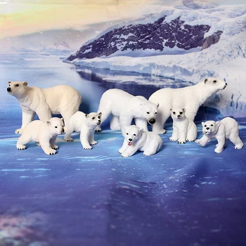 Realus Poliarinių Gyvūnų Modelio Žaislinės Figūrėlės Nustatyti,Veislių Polar Bear,Imperatoriaus Pingvinas Duomenys Tortas Toppers Kalėdų Dovana