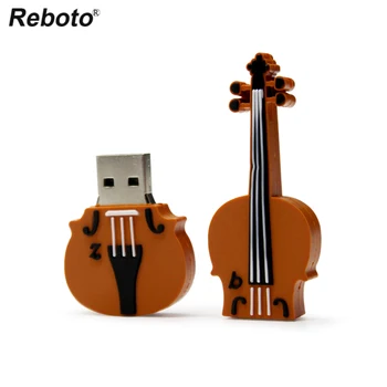 Reboto Animacinių filmų 64GB Puikus Muzikos Instrumentas Gitara, Smuikas Pastaba USB Flash Drive 4GB 8GB 16GB 32GB Pendrive USB 2.0 USB Stick