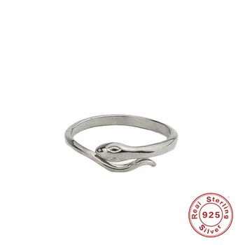 Reguliuojamas 925 sterlingas sidabro Gyvatė Atidaryti Žiedas Asmeninį Senovinių Gyvūnų Piršto Žiedai Moterims Auksas, Sidabras Punk Papuošalai A30