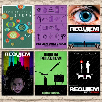 Requiem For A Dream Filmas Kino Klasika Sienos Lipdukas, Drobė, Tapyba, Dekoratyvinės Derliaus Kraft Plakatas Namų Dekoro Juosta Dovana