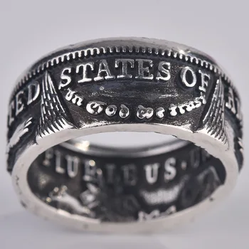 Retro exquisiteemblem šūkis vienybės viena moneta geometrinis papuošalai unisex vestuvių, sužadėtuvių, vestuvių žiedas
