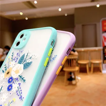 Retro Gėlių atsparus smūgiams Bamperis Matinis Telefono dėklas Skirtas iPhone 11 11Pro Max X XR XS Max 7 8 Plius 11Pro SE2020 Skaidrus galinis Dangtelis