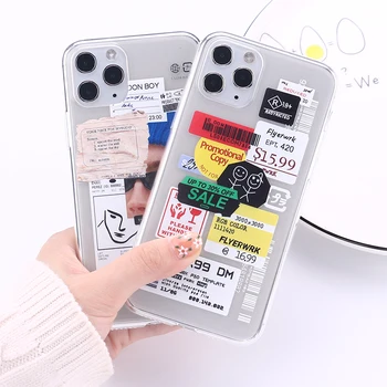 Retro mados brūkšninio Kodo Etiketės Skaidrus Telefono dėklas Skirtas iPhone 12 Mini Pro 11 Max XR XS Max 6S 8 7 Plius Minkštas Viršelis Capas Fundas