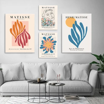 Retro Matisse Plakatas Ir Spausdina Abstrakčiai Nuogas Sienos Meno Tapybos Drobės Spalvinga Augalų Nuotraukos Kambarį Šiaurės Šalių Namų Dekoro