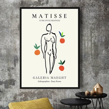 Retro Matisse Plakatas Ir Spausdinimo Abstrakčiai Nuogas Sienos Meno Tapybos Drobės Spalvinga Gėlių Nuotraukas Kambarį Šiaurės Šalių Namų Dekoro