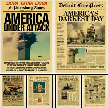 Retro plakato, New York Times laikraštis plakatas/ dienos naujienos/ Kraft Senų Laikraščių plakatų Serija kraft sienos popieriaus derliaus plakatas