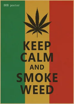 Retro plakato nusiraminkite ir dūmų piktžolių plakatas, Bob marley/Jamaikos reggae kraft rudo popieriaus senovinių plakatų baras kambario dekoro
