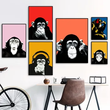 Retro Sienos Meno Tapybos Drobės Populiarus Ausines Orangutan Foto Šiaurės Šalių Plakato Spauda Sienos Nuotraukas Kambarį Dekoro Salonas