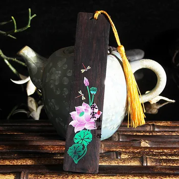Retro stiliaus Kinijos Lotus Dragonfly Žymą Pakabukas Medinis Knygos ženklas Kanceliarinės prekės Mokykla, Biuro reikmenų pieno stiklo Papelaria