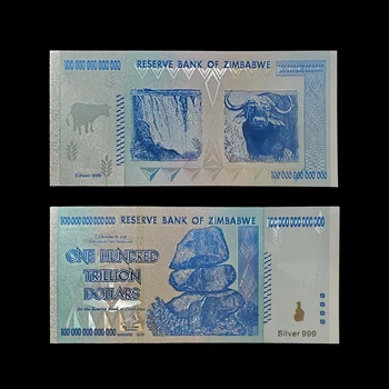 RH Zimbabvė Pažymi, Šimtas Trilijonų Dolerių Blue Note Aukso Banknotą su Sertifikatų 24k Auksu Surinkimo